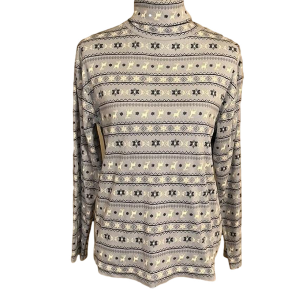 Northcrest reindeer snowflake print turtleneck Size medium